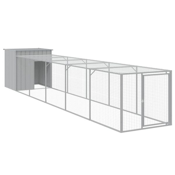 vidaXL Coteț pui cu incintă gri deschis 110x609x110 cm oțel galvanizat