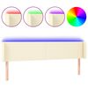 vidaXL Tăblie de pat cu LED, crem, 163x16x78/88 cm, piele ecologică