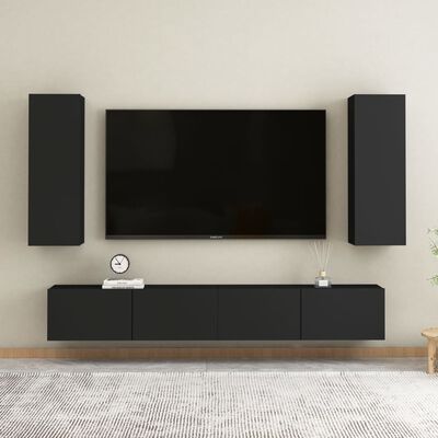 vidaXL Comodă TV, negru, 30,5x30x90 cm, PAL