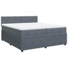 vidaXL Pat box spring cu saltea, gri &icirc;nchis, 200x200 cm, catifea