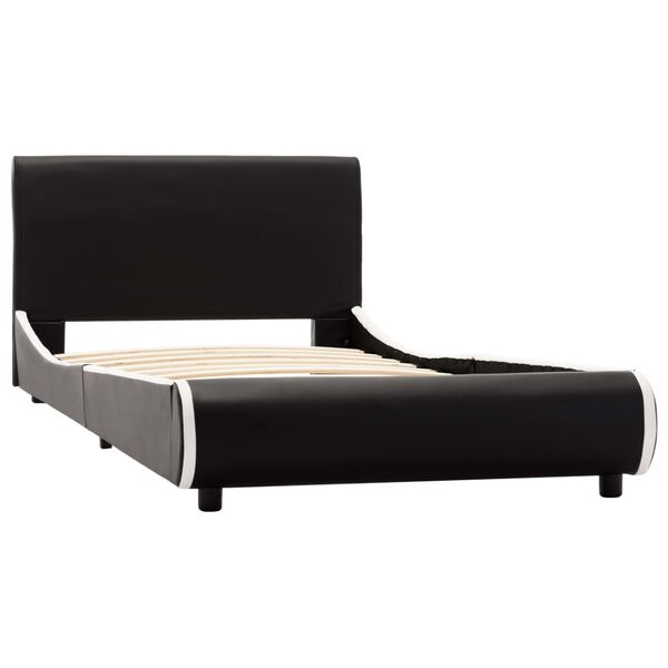 vidaXL Cadru de pat, negru, 90 x 200 cm, piele ecologică