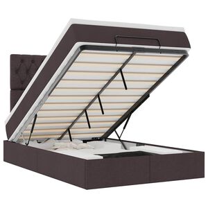 vidaXL Cadru de pat otoman cu saltea țesătură maro &icirc;nchis 120x190 cm