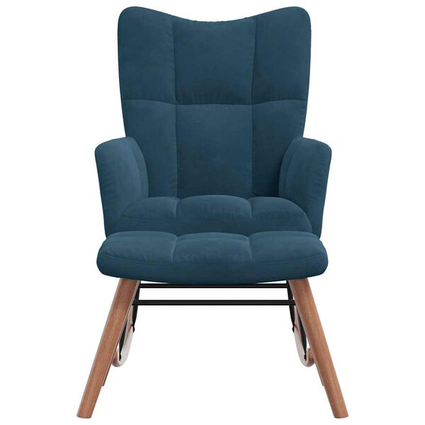 vidaXL Balansoar cu taburet, catifea albastră