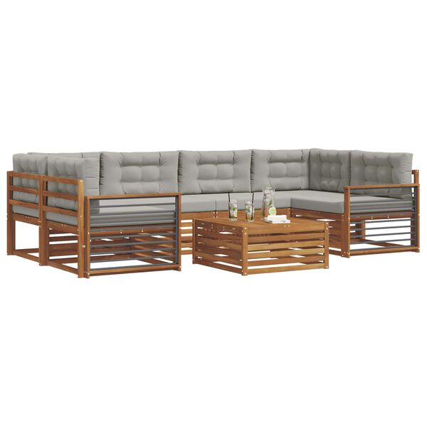 vidaXL Set de canapele de exterior 7 pcs Gri natural și deschis