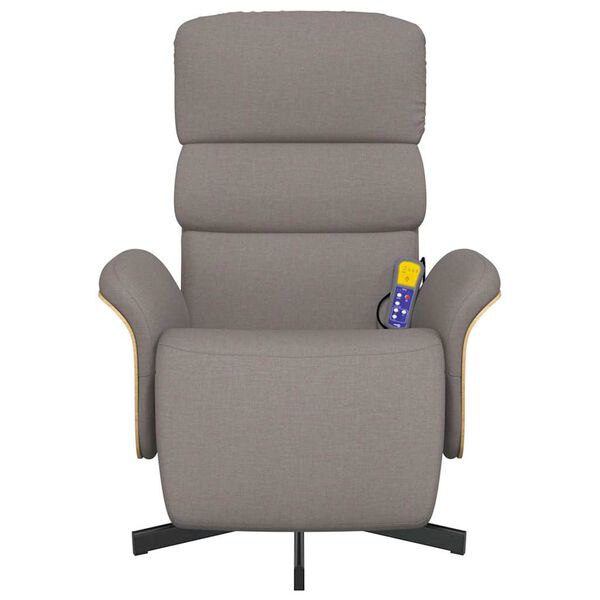 vidaXL Fotoliu masaj rabatabil cu suport picioare, gri taupe, textil