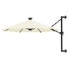 vidaXL Umbrelă de soare montată pe perete cu LED-uri, nisipiu, 300 cm