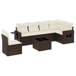vidaXL Set canapele de grădină cu perne, 7 piese, maro, poliratan