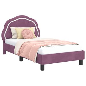 vidaXL Cadru de pat pentru copii cu spătar Violet 80 x 160 cm Catifea