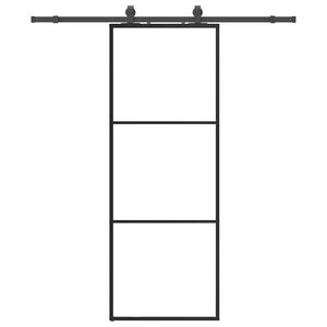vidaXL Ușă glisantă cu set de feronerie neagră 76x205 cm Sticlă ESG