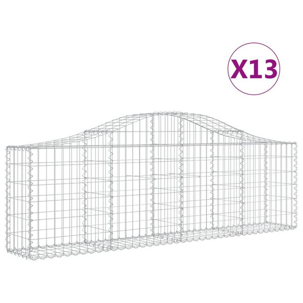 vidaXL Coșuri gabion arcuite 13 buc, 200x30x60/80 cm, fier galvanizat