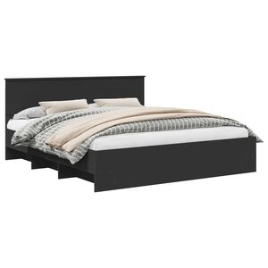vidaXL Cadru de pat cu headboard Negru 180 x 200 cm Lemn prelucrat