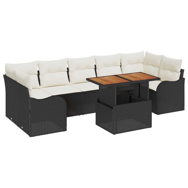 vidaXL Set de canapele pentru grădină 8 pcs Negru Rattan poli