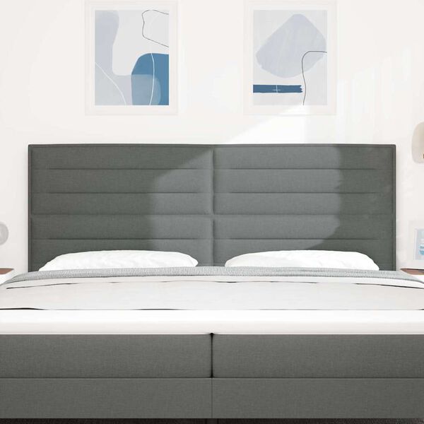 vidaXL Tăblie cap cu headboard Gri &icirc;nchis 200 cm Piele artificială