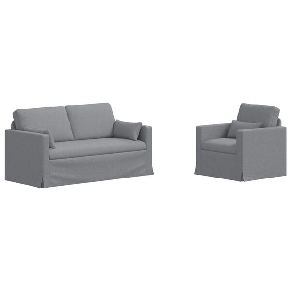 vidaXL Canapea 2 pcs Gri deschis 158 x 78 x 80 cm țesătură