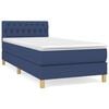 vidaXL Pat box spring cu saltea, albastru, 100x200 cm, textil
