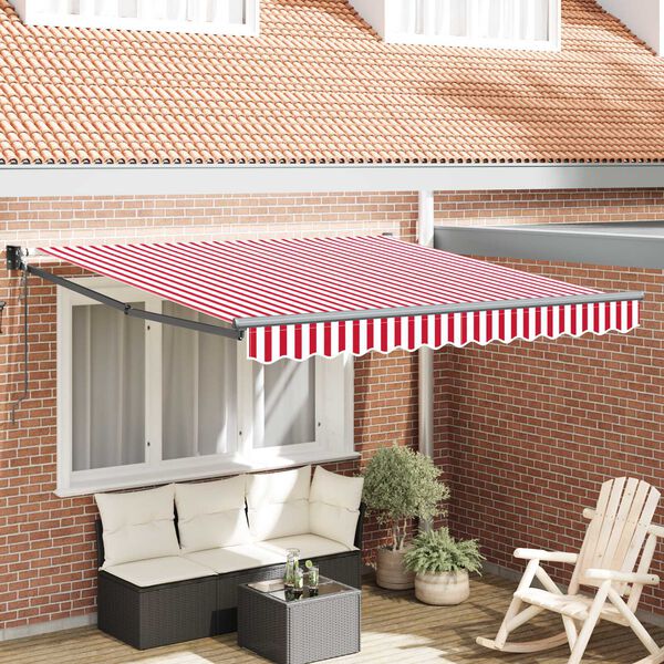 vidaXL Cortina Retractabilă Roșu și Alb 350 x 250 cm