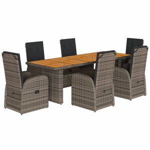 vidaXL Set mobilier de grădină cu perne, 7 piese, gri, poliratan