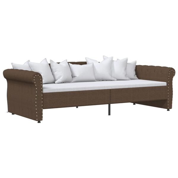 vidaXL Pat de zi cu USB, maro, 90x200 cm, material textil