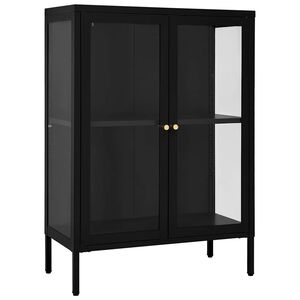 vidaXL Servantă, negru, 75x35x105 cm, oțel și sticlă