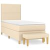 vidaXL Pat box spring cu saltea, crem, 100x200 cm, textil