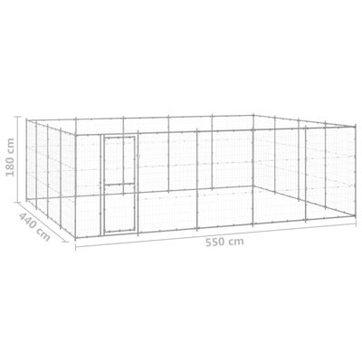 vidaXL Padoc pentru câini de exterior, 24,2 m², oțel galvanizat