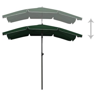 vidaXL Umbrelă de grădină cu stâlp, verde, 200x130 cm