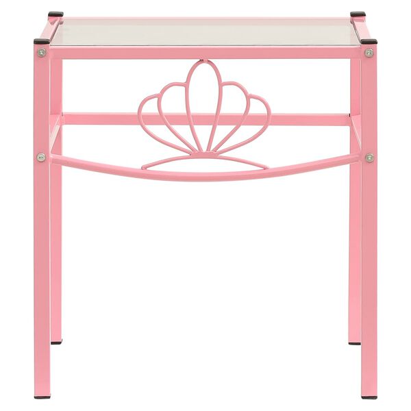 vidaXL Noptieră, roz și transparent, 42,5x33x44,5 cm, metal și sticlă