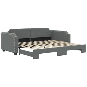vidaXL Pat de zi cu extensie, gri &icirc;nchis, 80x200 cm, textil