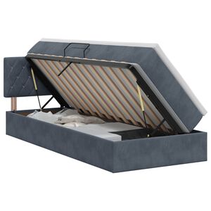 vidaXL Pat cu storage cu headboard Gri &icirc;nchis 90 x 190 cm Catifea