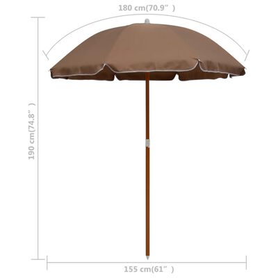 vidaXL Umbrelă de soare cu stâlp din oțel, gri taupe, 180 cm