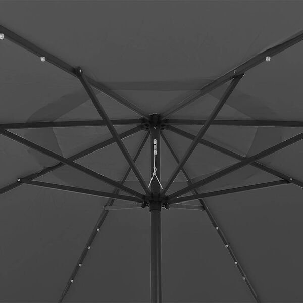 vidaXL Umbrelă soare de grădină cu LED-uri, antracit, 400 cm