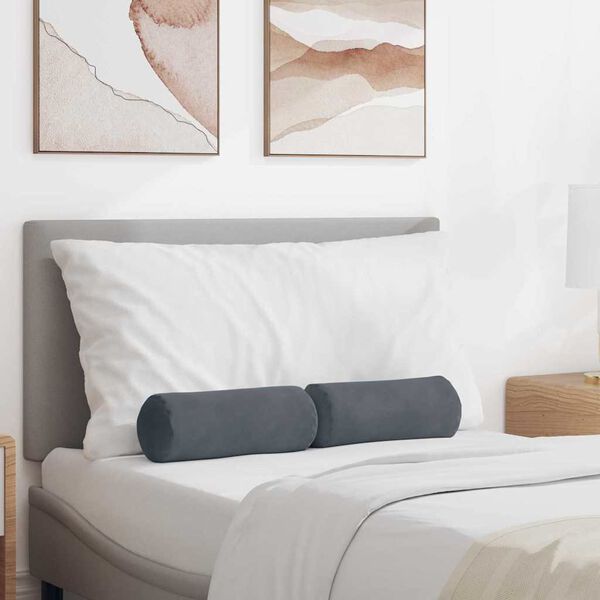 vidaXL Perne Bolster 2 pcs Gri închis Ø 15 x 40 cm