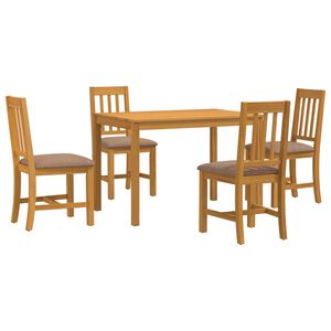 vidaXL Set de dining 5 buc. Gri Lemn de stejar masiv