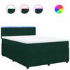 vidaXL Pat box spring cu saltea, verde &icirc;nchis, 160x200 cm, catifea