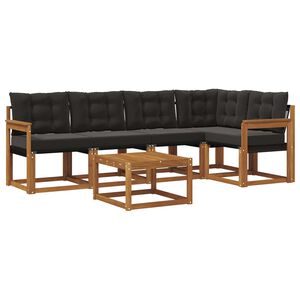 vidaXL Set de canapele de exterior cu pernă 6 pcs Natural și Negru