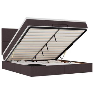 vidaXL Cadru de pat otoman cu saltele țesătură maro &icirc;nchis 200x200cm