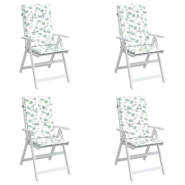 vidaXL Perne de scaun spătar &icirc;nalt, 4 buc., model frunze, textil