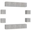 vidaXL Set de dulap TV, 8 piese, gri beton, lemn prelucrat