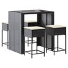 vidaXL Set mobilier bar de grădină cu perne, 5 piese, negru, poliratan