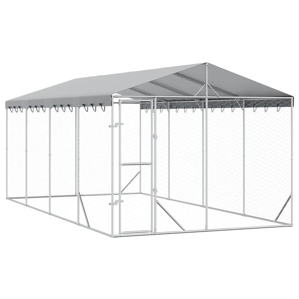 vidaXL Padoc de exterior cu acoperiș argintiu 3x6x2,5m oțel galvanizat