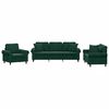 vidaXL Set canapea cu perne, 3 piese, verde &icirc;nchis, catifea