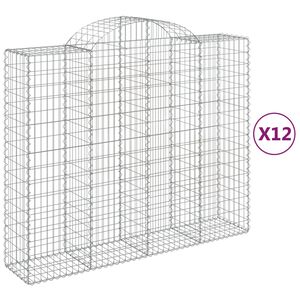 vidaXL Coș gabion arcuit, 12 buc, 200x50x160/180 cm, fier galvanizat
