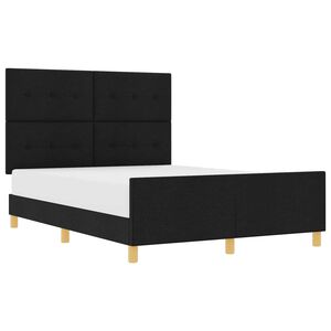 vidaXL Cadru de pat cu headboard Negru 140 x 190 cm țesătură
