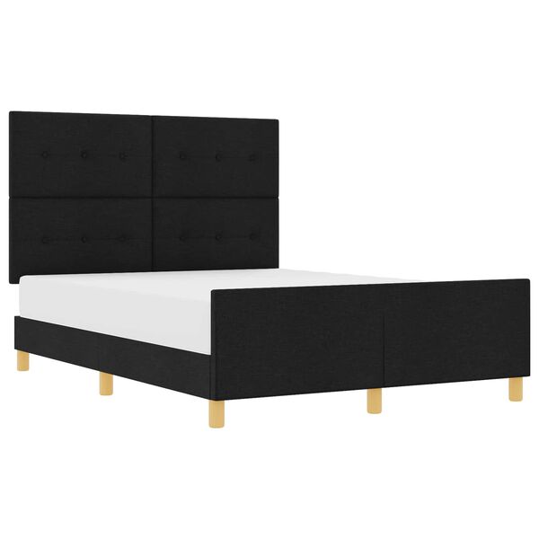 vidaXL Cadru de pat cu headboard Negru 140 x 190 cm țesătură