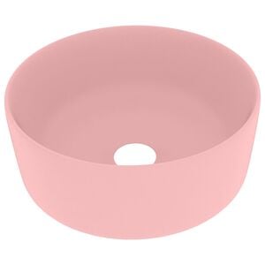 vidaXL Chiuvetă de baie lux, roz mat, 40x15 cm, ceramică, rotund