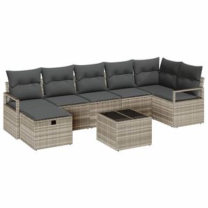 vidaXL Set de canapele pentru grădină 8 pcs Gri deschis Rattan poli