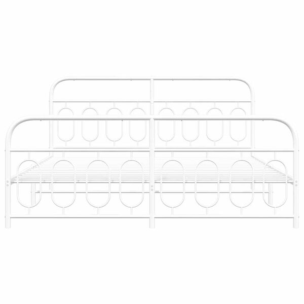 vidaXL Cadru de pat metalic cu tăblie de cap/picioare, alb, 183x213 cm