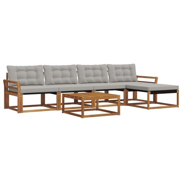 vidaXL Set de canapele de exterior 6 pcs Gri natural și deschis
