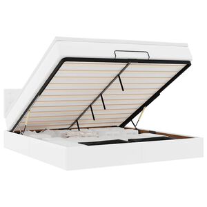 vidaXL Cadru de pat otoman cu saltele alb 180x200cm piele artificială