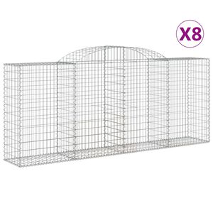 vidaXL Coșuri gabion arcuite 8 buc. 300x50x120/140 cm, fier galvanizat